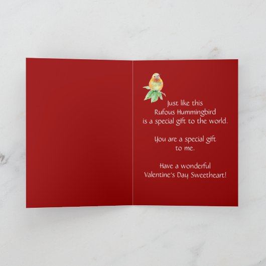 Liefje Valentijnsdag Rufous Hummingbird Feestdagen Kaart (Binnen)