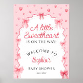 Liefje Valentijnse Baby shower Pink Bow Welkom Poster (Voorkant)
