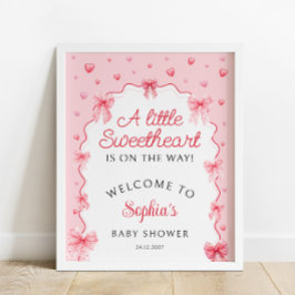 Liefje Valentijnse Baby shower Pink Bow Welkom Poster