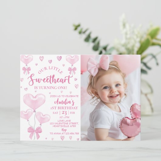 Liefje Valentijns's verjaardagsfoto uitnodiging (Staand voorkant)