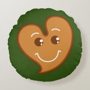 liefje XmaS gingerbrood snijdst hart 1 achterkleur Rond Kussen