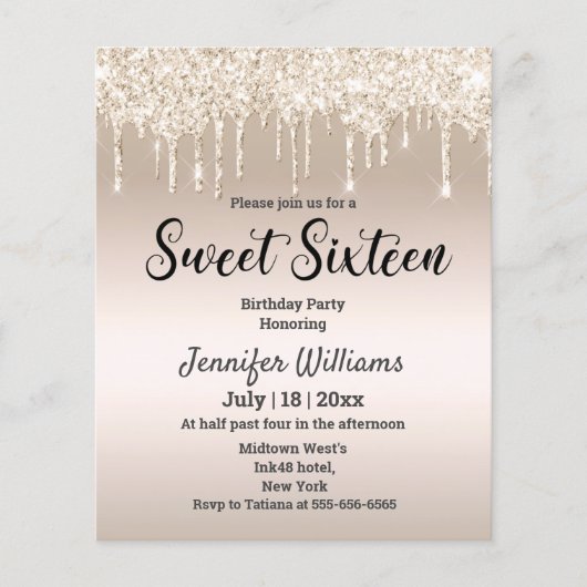 liefje zestien gouden druppelaars uitnodiging flyer (Voorkant)