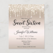 liefje zestien goudhoudende gliters - uitnodiging (Voorkant)