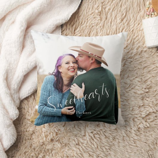 Liefjes houden van elegante script foto naam kussen (Deken)