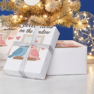 Liefjes op het raam - Schattigee Lovebirds Sticker Cadeaupapier