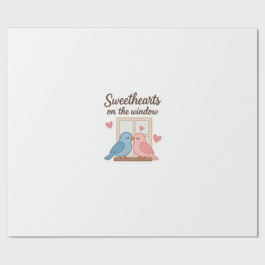 Liefjes op het raam - Schattigee Lovebirds Sticker Cadeaupapier (Vlak)