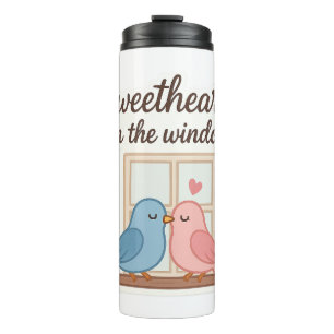 Liefjes op het raam - Schattigee Lovebirds Sticker Thermosbeker