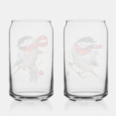 Liefjes Paar Sneeuwachtige Winter Chickadees Blikvorm Glas (Achterkant)