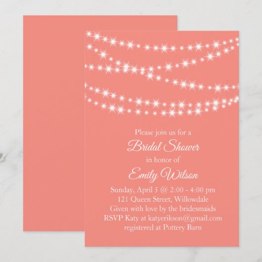 Liefkoraal Twinkle Licht Vrijgezellenfeest Kaart (Voorkant / Achterkant)