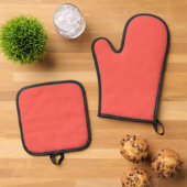 Liefkoraal vaste kleur ovenwant & pannenlap set (Top down)