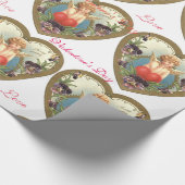 LIEFKUPID MET HEART- EN PANSIEValentijnsdag Cadeaupapier (Hoek)