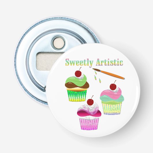 lieflijk artistiek button flesopener (Voorkant)