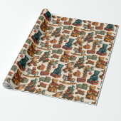 lieflijk dier ontwerp patroon cadeaupapier (Uitgerold)