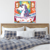 Lieflijk Eenhoorn in bad Canvas Afdruk (Insitu (Slaapkamer))