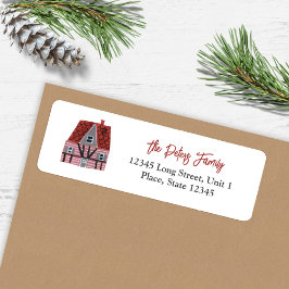 Lieflijk Noordse huis dorp Kerstmis Etiket