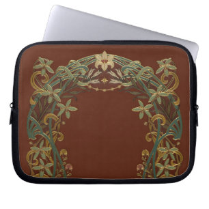 Lieflijk nouveau bloemmotief met lelie laptop sleeve