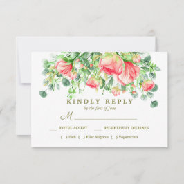 lieflijk romantisch | Bloemen Trouwmaaltijd keuze RSVP Kaartje