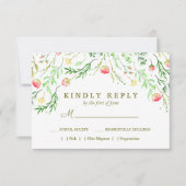 lieflijk romantisch | Bloemen Trouwmaaltijd keuze  RSVP Kaartje (Voorkant)