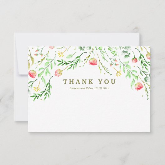 lieflijk romantisch | Floral Wedding Dank u Bedankkaart (Voorkant)