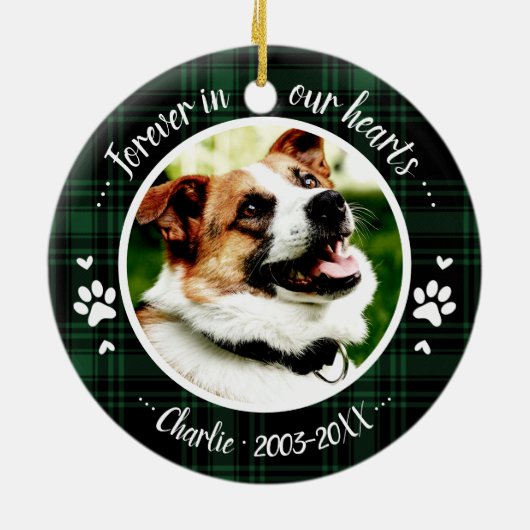 Lieflijk Rustieke Hond Dierenherdenking Aangepaste Keramisch Ornament (Achterkant)