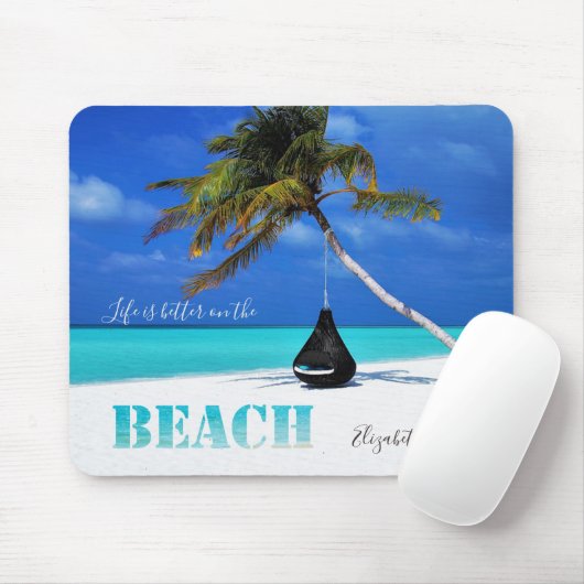 Lieflijk strand,palmboom,-Persoonlijk Muismat (Met muis)