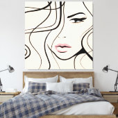 Lieflijk vrouwen gezicht canvas afdruk (Insitu (Slaapkamer))