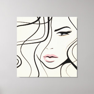 Lieflijk vrouwen gezicht canvas afdruk