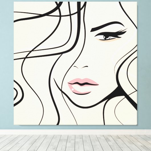 Lieflijk vrouwen gezicht canvas afdruk (Insitu (Houten vloer))