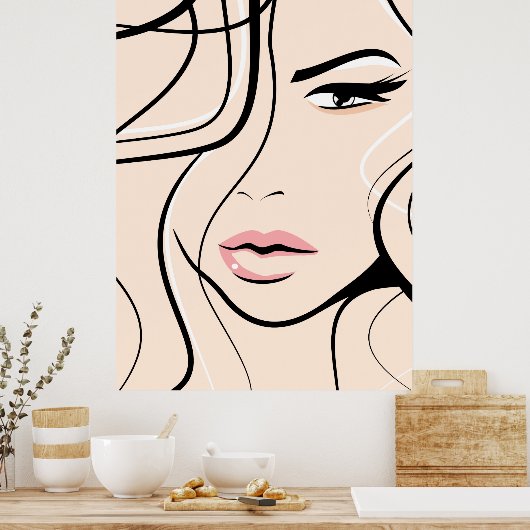 Lieflijk vrouwen gezicht poster (Keuken)