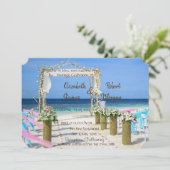 Lieflijke Beach Arbor Bloemige Trouw Uitnodiging (Staand voorkant)