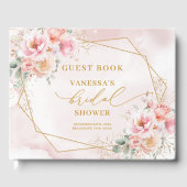 Lieflijke Boho Pastel Roze Gouden Rozen Bruidsdine Gastenboek (Voorkant)