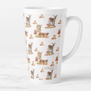 Lieflijke bosdieren herfst kunstpatroon latte mok