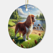 Lieflijke Cavalier King Charles Spaniel Aandenken Keramisch Ornament (Links)