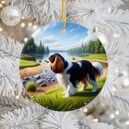 Lieflijke Cavalier King Charles Spaniel Aandenken Keramisch Ornament