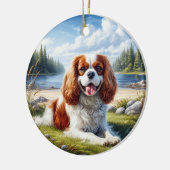 Lieflijke Cavalier King Charles Spaniel Aandenken Keramisch Ornament (Links)