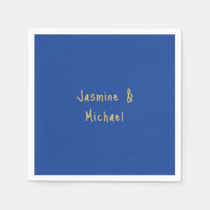 Lieflijke Chic Calligrafie Koppel Namen Blauw & Go Servet