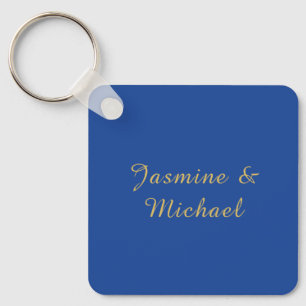 Lieflijke Chic Calligrafie Koppel Namen Blauw & Go Sleutelhanger