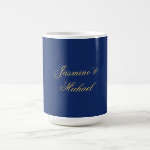 Lieflijke Chique Calligrafie Koppel Namen Blauw &  Koffiemok