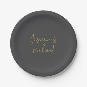 Lieflijke Chique Calligrafie Koppel Namen Grijs &  Papieren Bordje