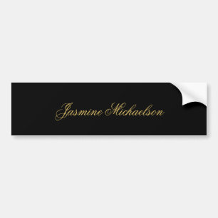 Lieflijke Chique Calligrafie Naam Zwart & Goud Bumpersticker