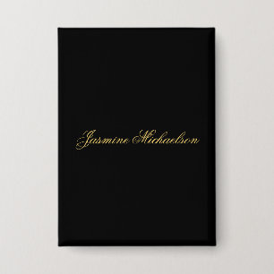Lieflijke Chique Calligrafie Naam Zwart & Goud Button