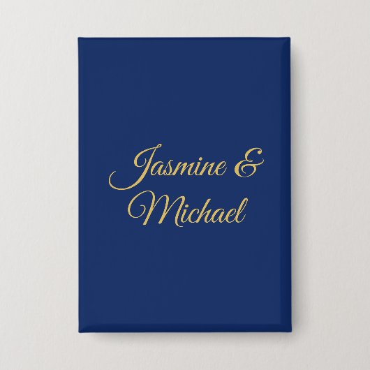 Lieflijke Chique Calligraphy Koppel Namen Blauw & Button (Voorkant)