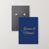Lieflijke Chique Calligraphy Koppel Namen Blauw & Button (Voorkant / Achterkant)