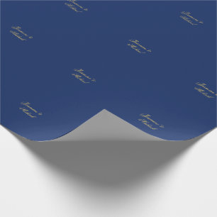 Lieflijke Chique Calligraphy Koppel Namen Blauw & Cadeaupapier