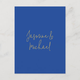 Lieflijke Chique Calligraphy Koppel Namen Blauw &  Feestdagenkaart