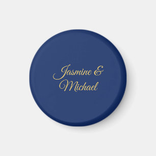 Lieflijke Chique Calligraphy Koppel Namen Blauw &  Magneet