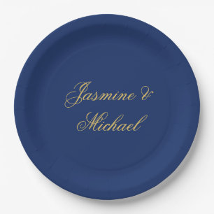 Lieflijke Chique Calligraphy Koppel Namen Blauw &  Papieren Bordje