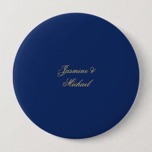 Lieflijke Chique Calligraphy Koppel Namen Blauw &  Ronde Button 4,0 Cm