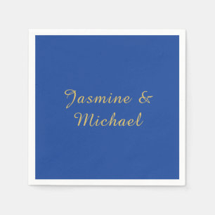 Lieflijke Chique Calligraphy Koppel Namen Blauw & Servet