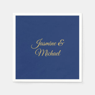 Lieflijke Chique Calligraphy Koppel Namen Blauw & Servet